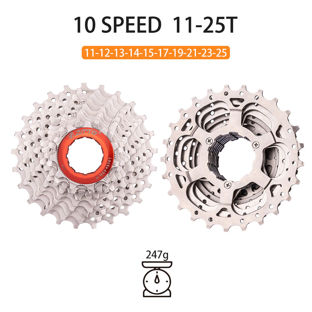 ZTTO Silver 10 Speed Flywheel Bike Cassette for Road Bicycle ZTTO Silver 10 Speed Flywheel Bike Cassette for Road Bicycle